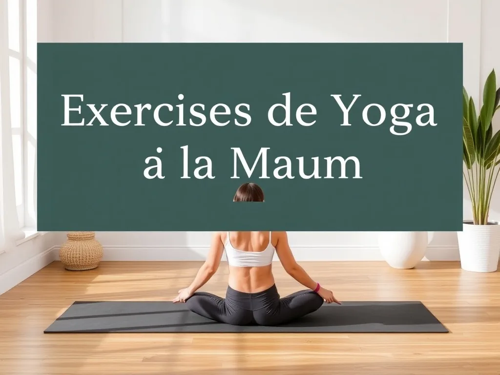 Une personne assise sur un tapis de yoga dans un salon lumineux, en posture du lotus, mains sur les genoux, yeux fermés, dos droit