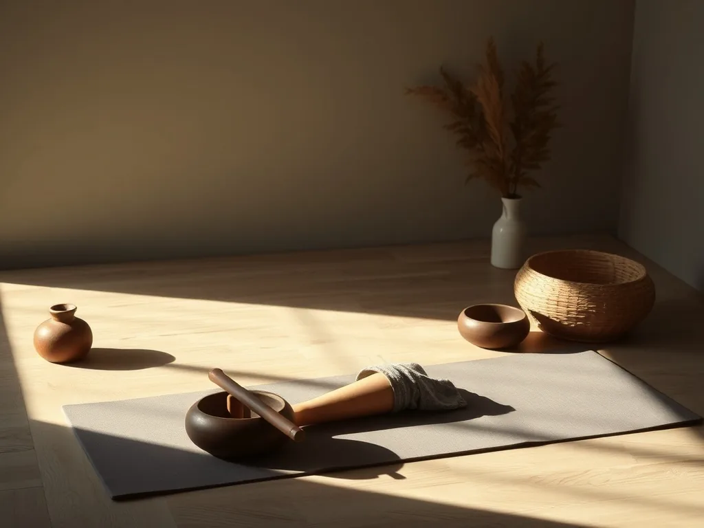 Femme pratiquant la posture du poisson sur un tapis de yoga, le buste ouvert et la tête posée au sol, dans un salon clair et